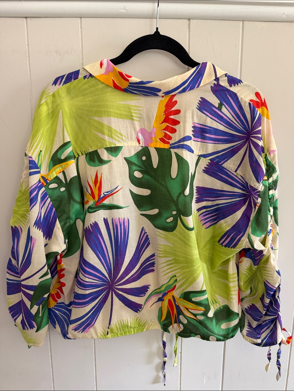 Marc New York Tropical Print Button-Front Blouse Cotton Resort Vacation Size L - Picture 7 of 13